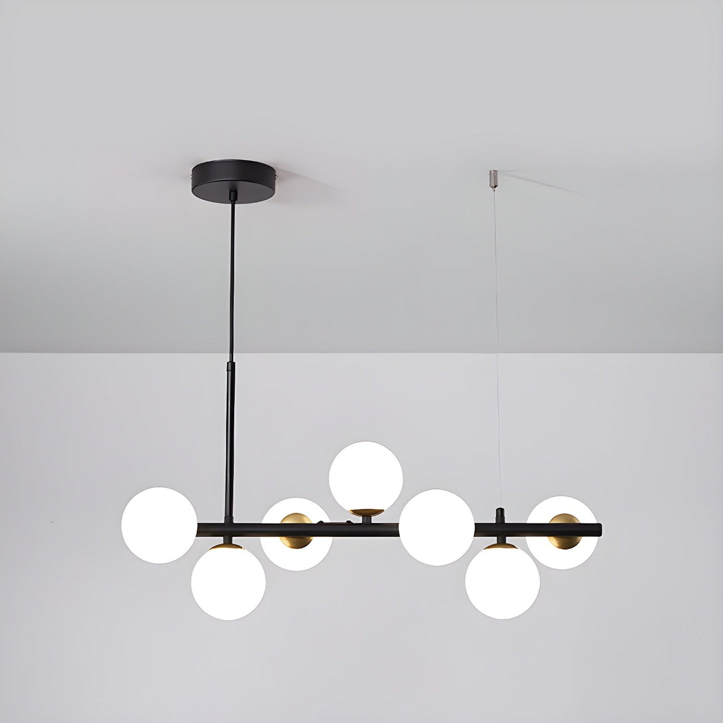 Smoked Glass Globe Chandelier — Mid-Century Modern Radiance