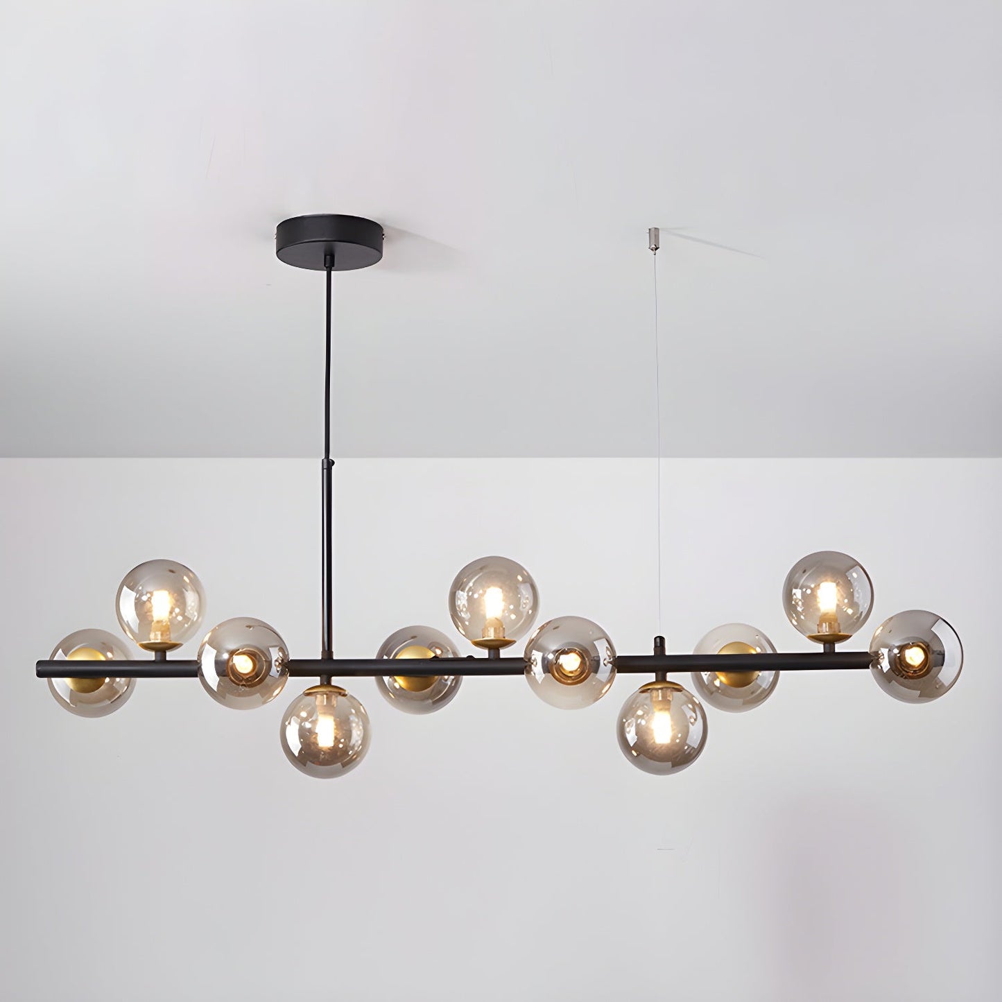 Smoked Glass Globe Chandelier — Mid-Century Modern Radiance - LumoTrot