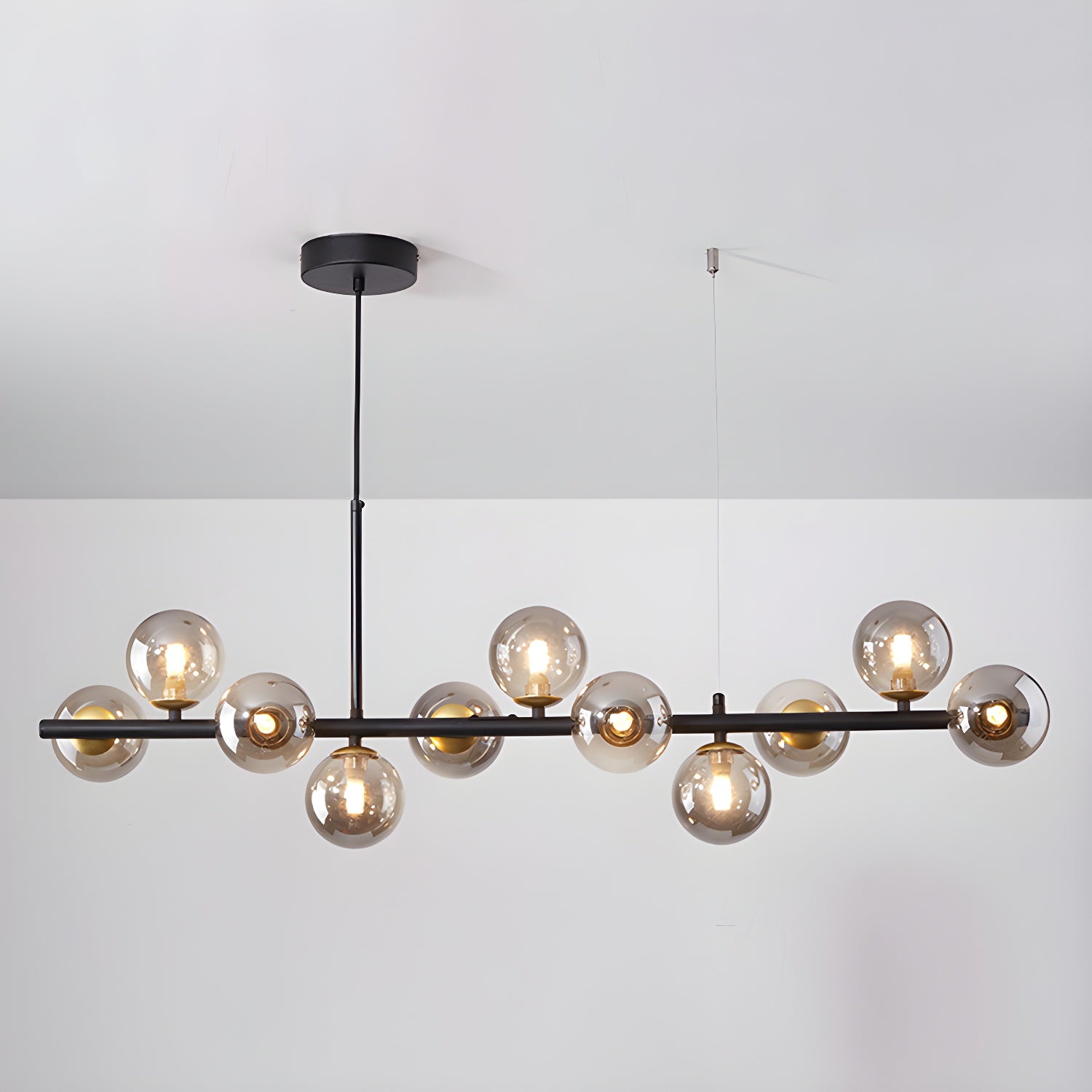 Smoked Glass Globe Chandelier — Mid-Century Modern Radiance - LumoTrot