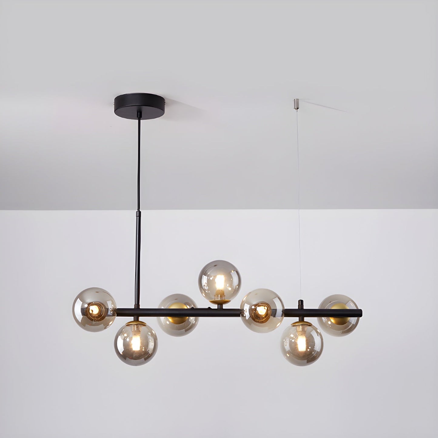 Smoked Glass Globe Chandelier — Mid-Century Modern Radiance - LumoTrot