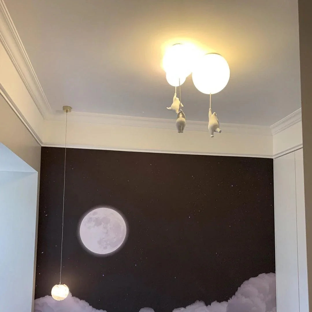Whimsical ceiling light creating a dreamy atmosphere in a modern room