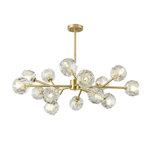 Brass Crystal Chandelier - Sculptural Statement Piece