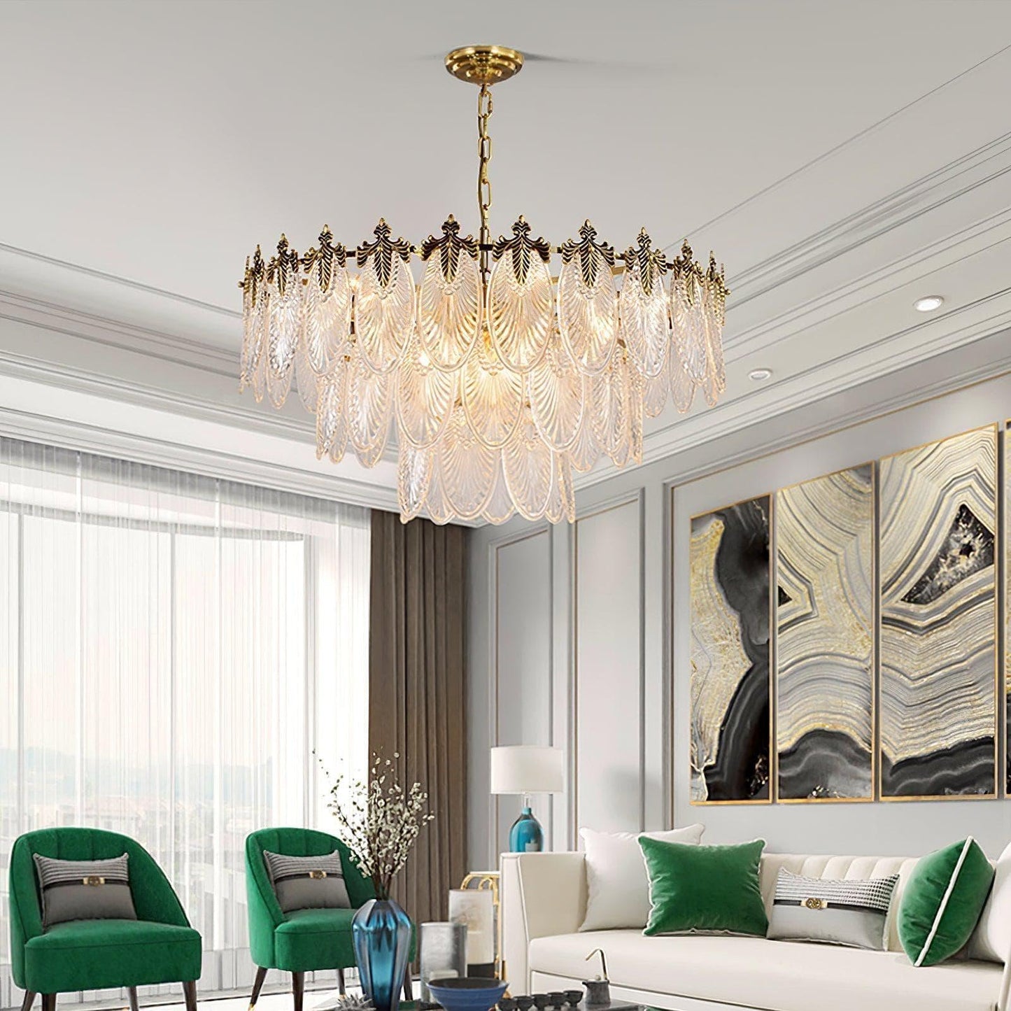 Art Deco Crystal Chandelier — Gilded Elegance - LumoTrot