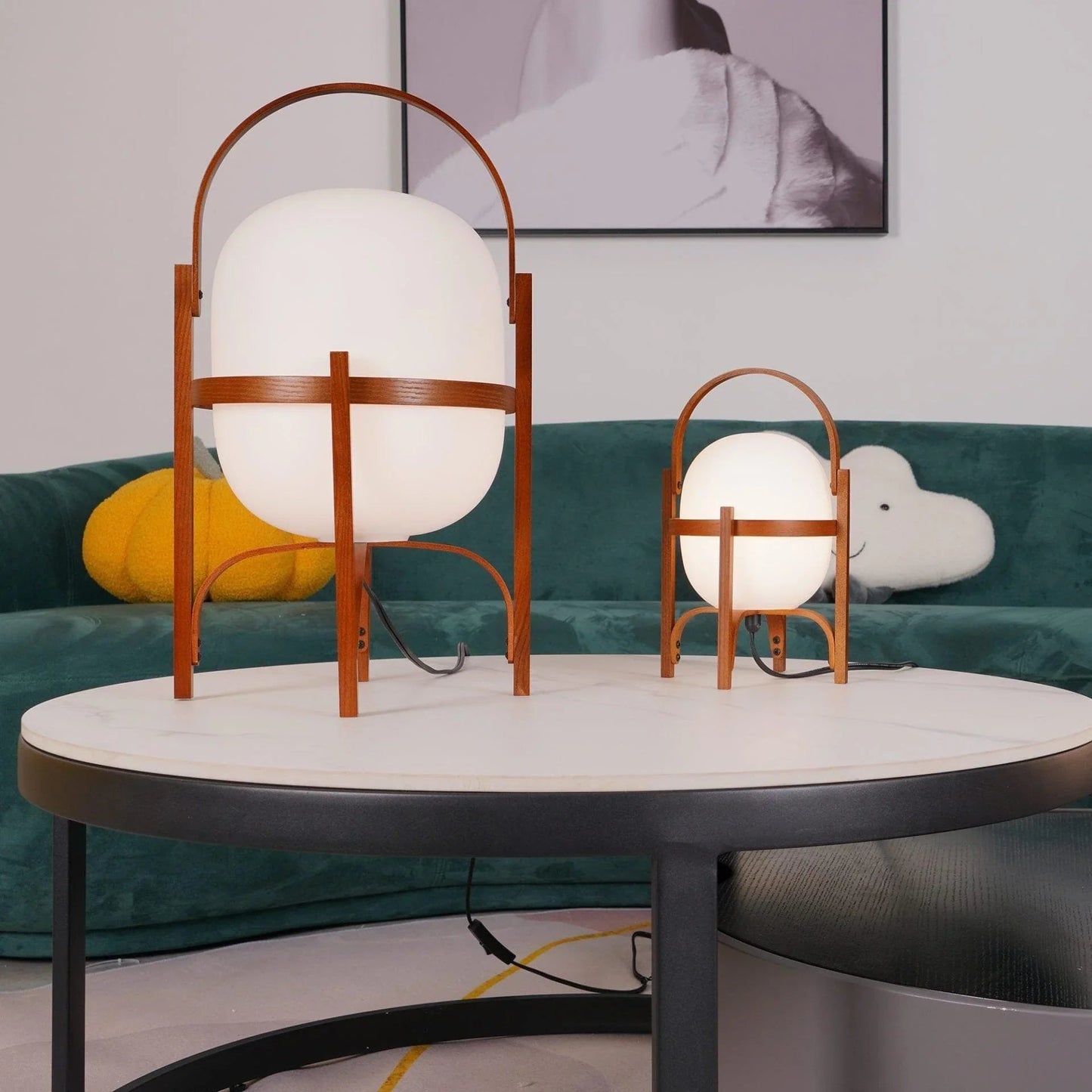 Wood & Glass Lantern Table Lamp — Japandi Soft Glow - LumoTrot