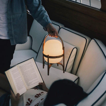 Wood & Glass Lantern Lamp — Soft Ambiance