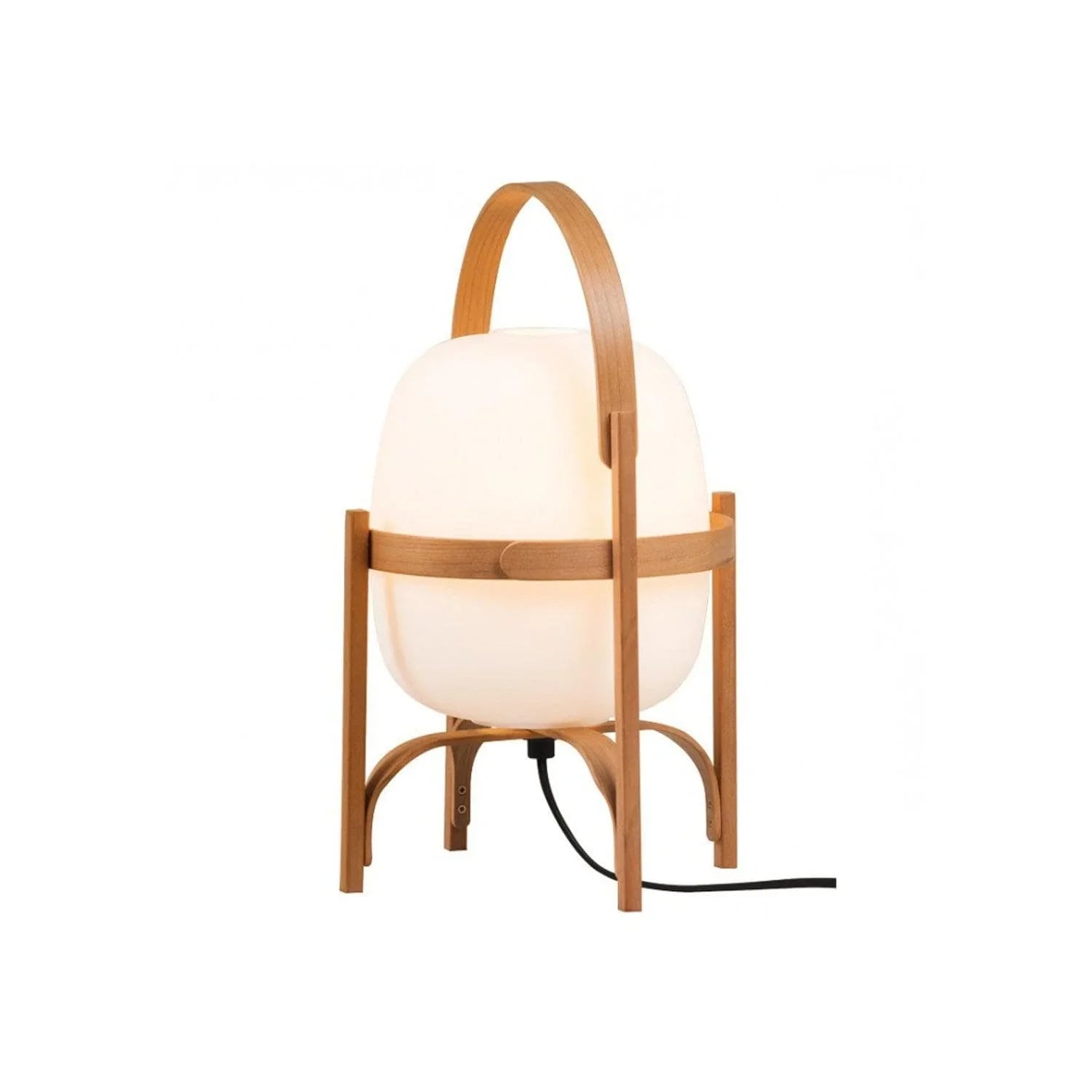 Wood and opal glass lantern table lamp with Japandi style by Lumotrot