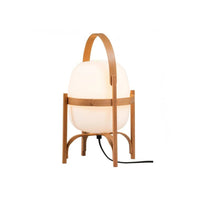 Wood and opal glass lantern table lamp with Japandi style by Lumotrot