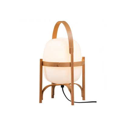 Wood and opal glass lantern table lamp with Japandi style by Lumotrot