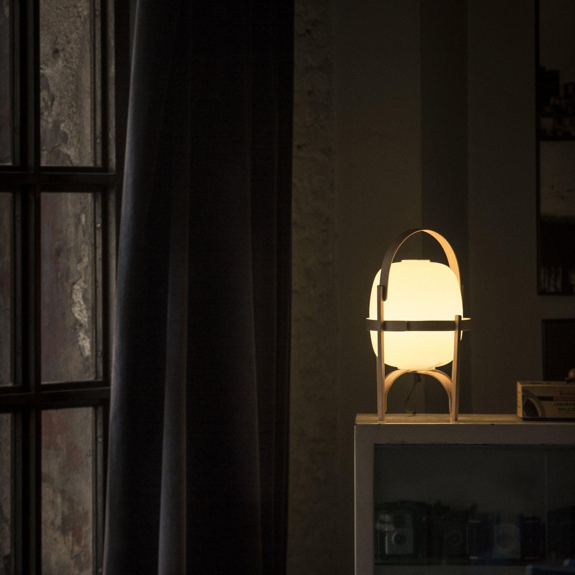 Wood & Glass Lantern Lamp — Soft Ambiance
