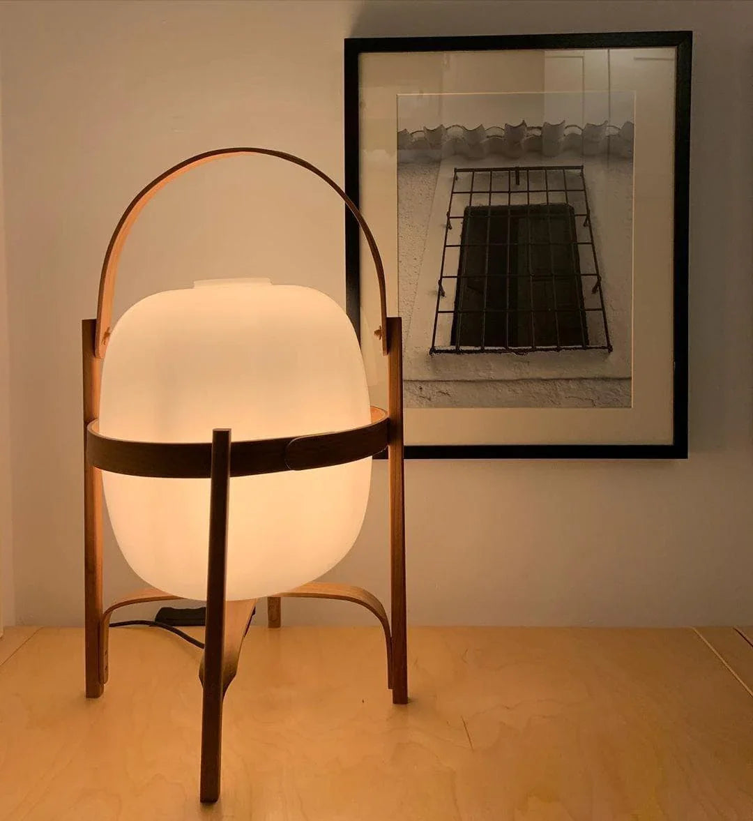 Wood & Glass Lantern Table Lamp — Japandi Soft Glow - LumoTrot