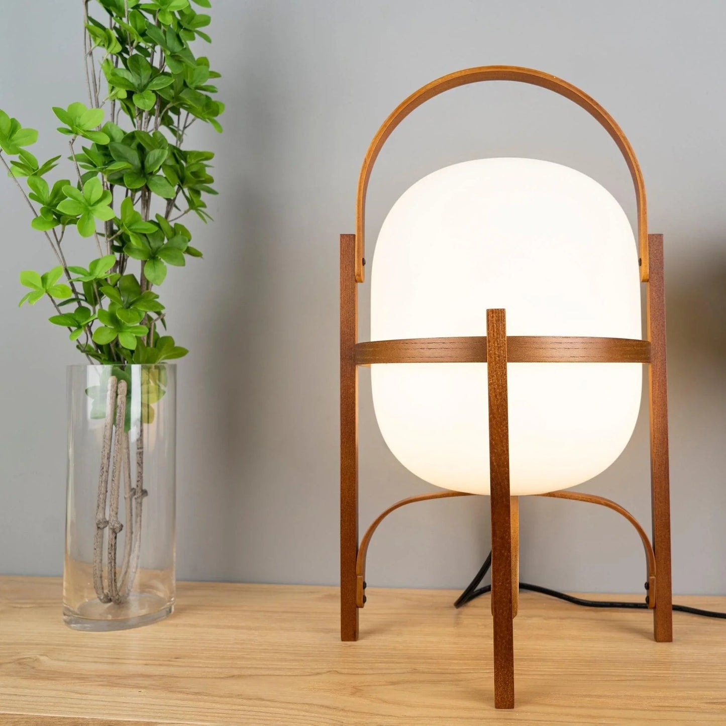 Wood & Glass Lantern Table Lamp — Japandi Soft Glow - LumoTrot