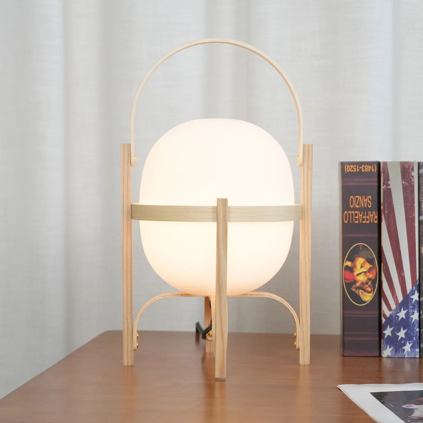 Wood & Glass Lantern Lamp — Soft Ambiance