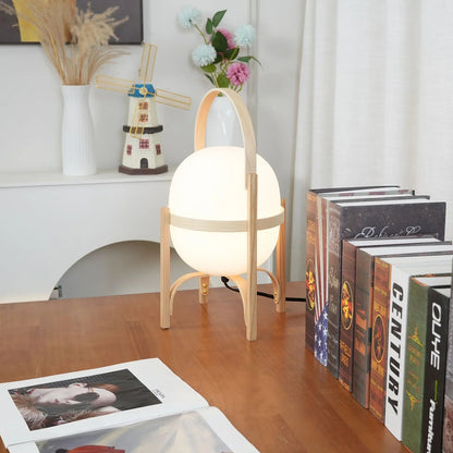 Wood & Glass Lantern Lamp — Soft Ambiance