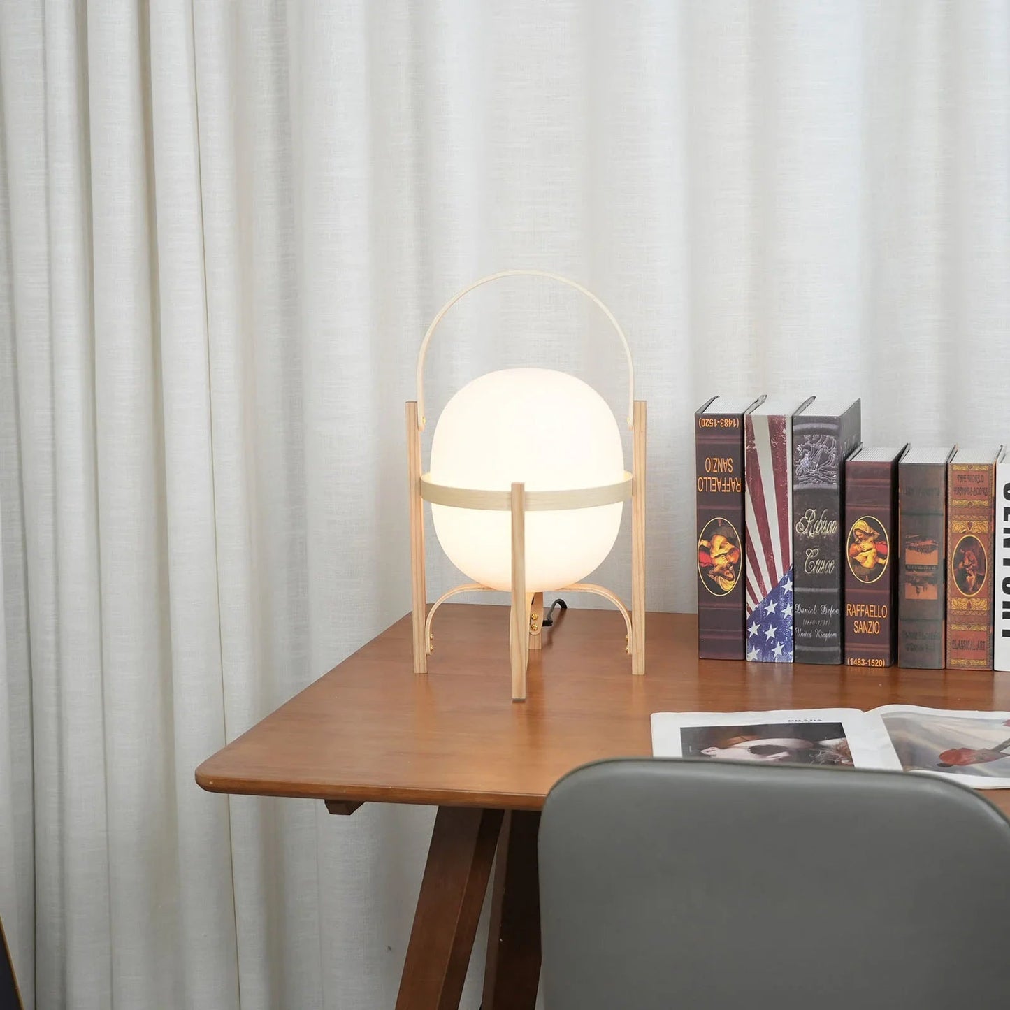 Wood & Glass Lantern Lamp — Soft Ambiance