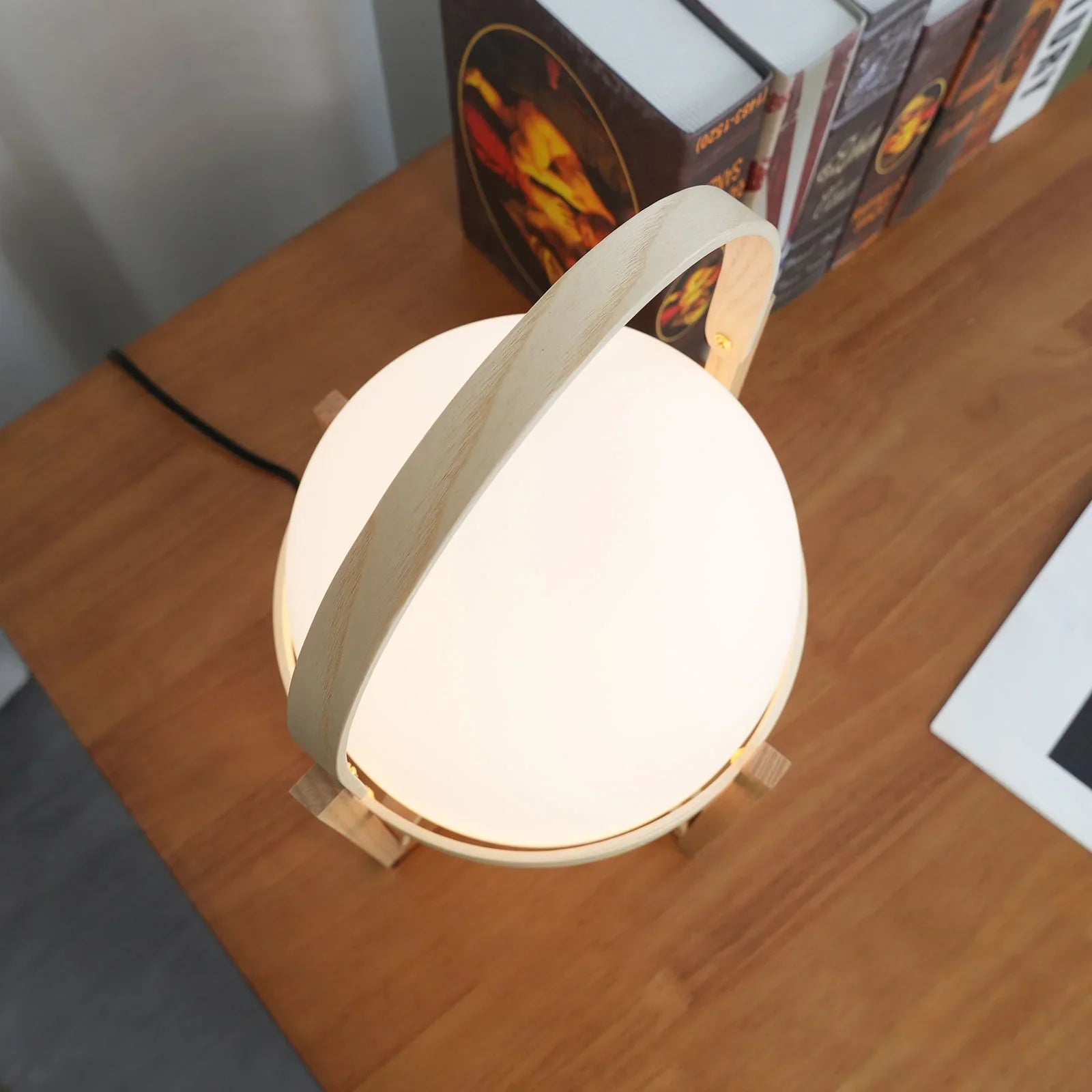 Wood & Glass Lantern Lamp — Soft Ambiance