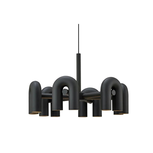 Matte Black Iron Chandelier — Sculptural Statement