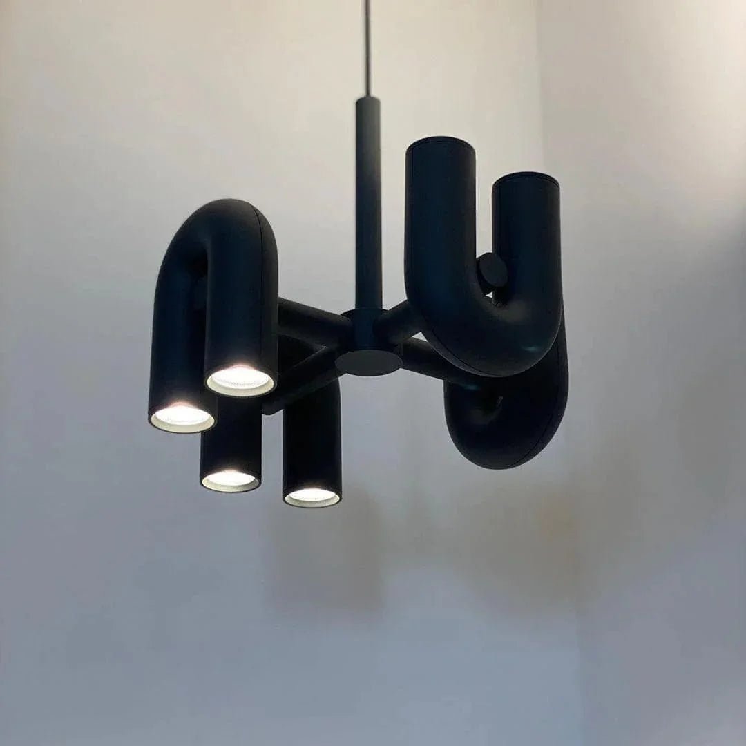 Matte Black Iron Chandelier — Sculptural Statement - LumoTrot