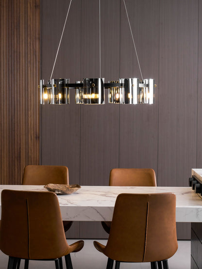 Smoked Glass Pendant Light — Modern Art Deco Ambiance