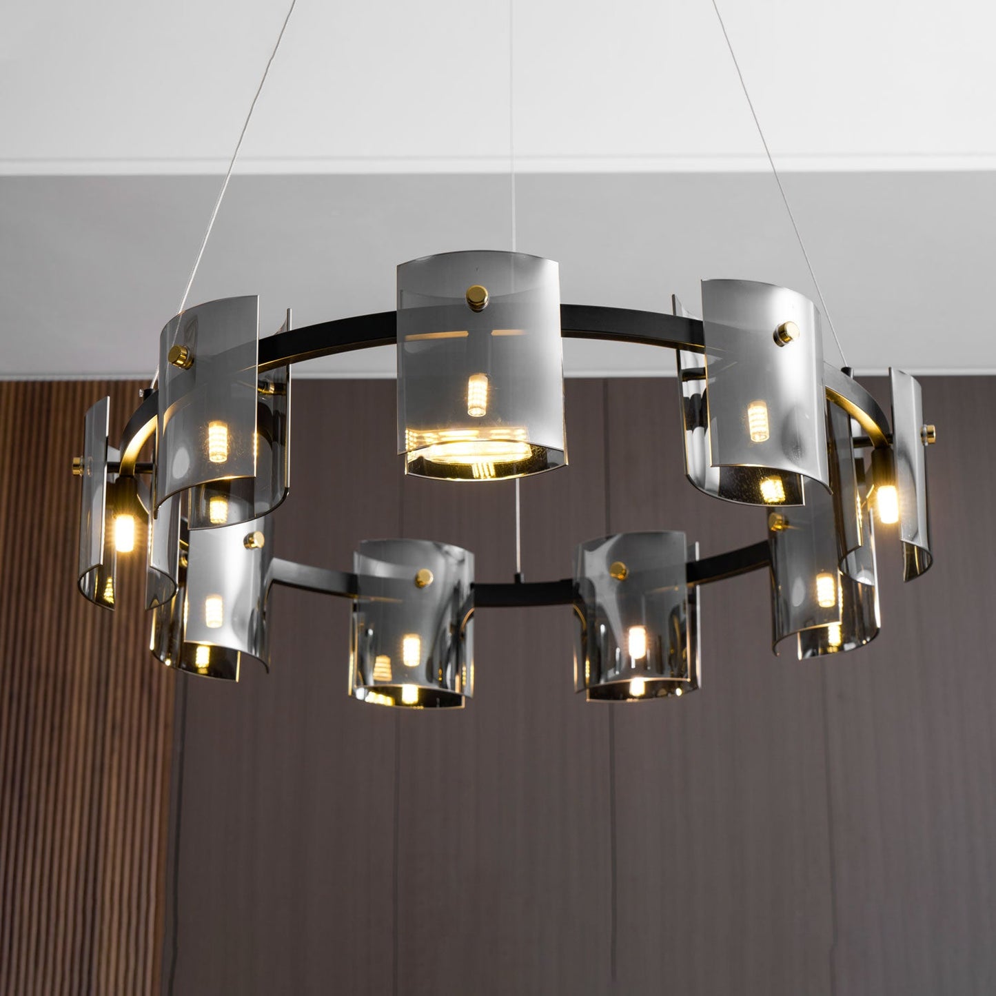Smoked Glass Pendant Light — Modern Art Deco Ambiance