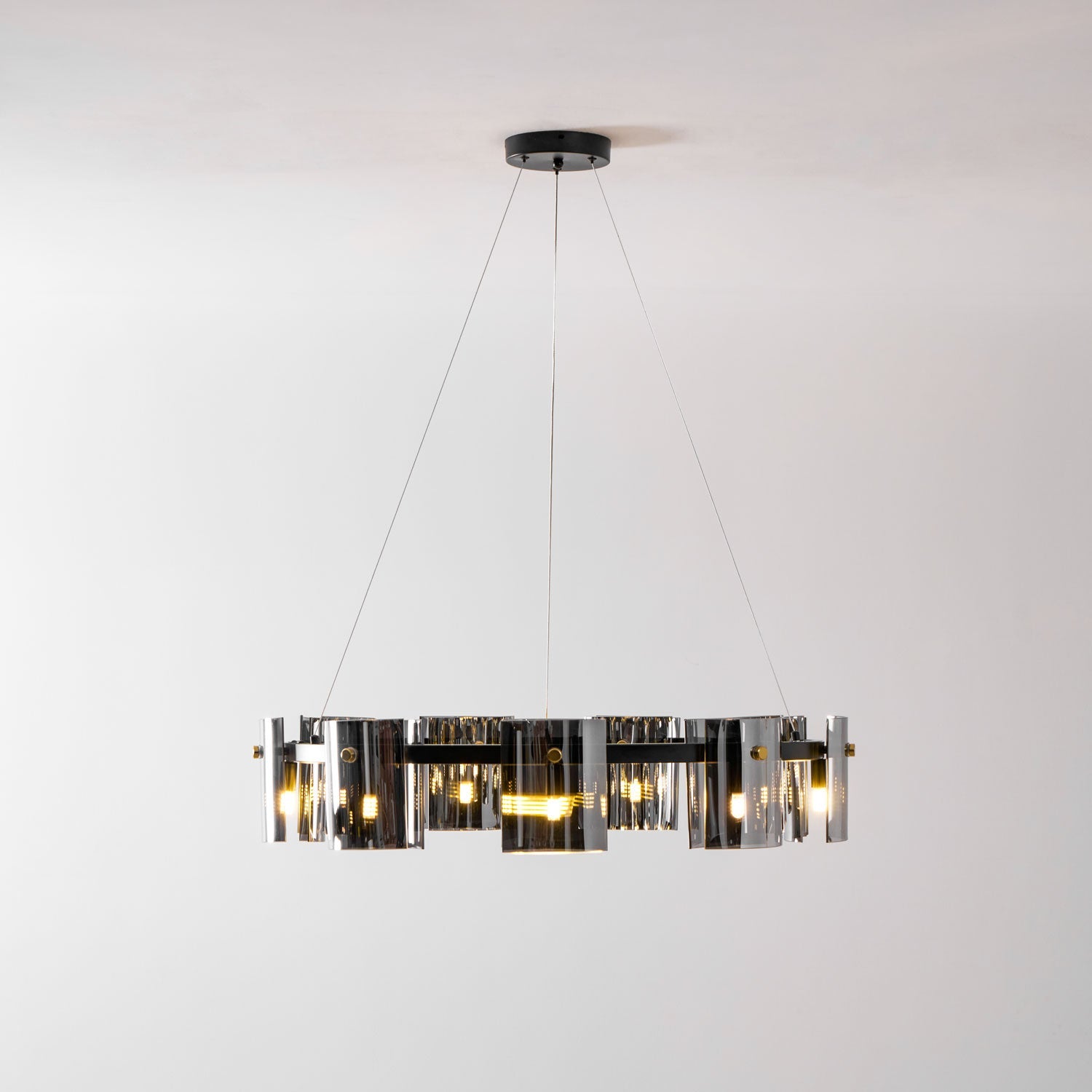 Smoked Glass Pendant Light — Modern Art Deco Ambiance