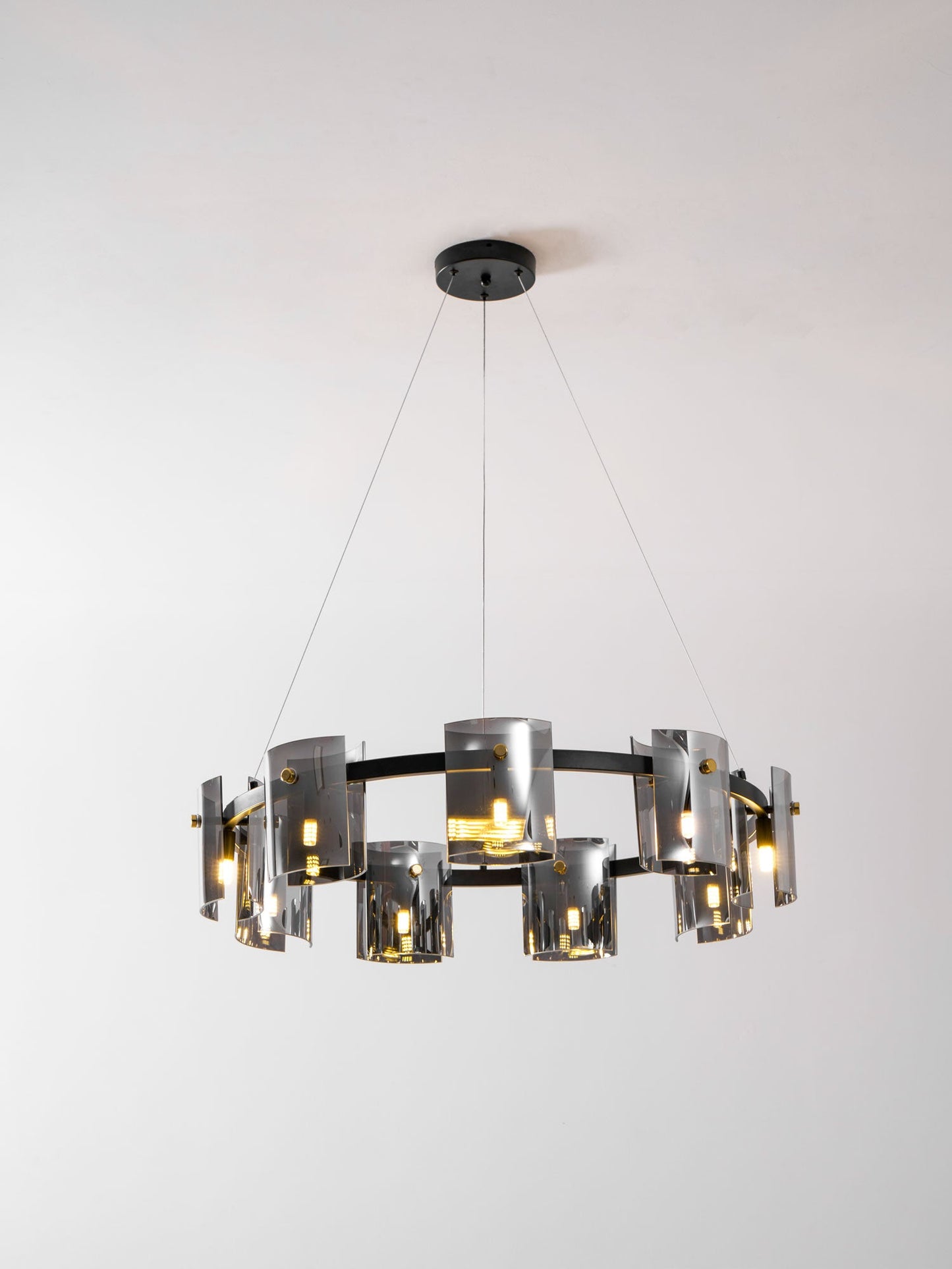 Smoked Glass Pendant Light — Modern Art Deco Ambiance