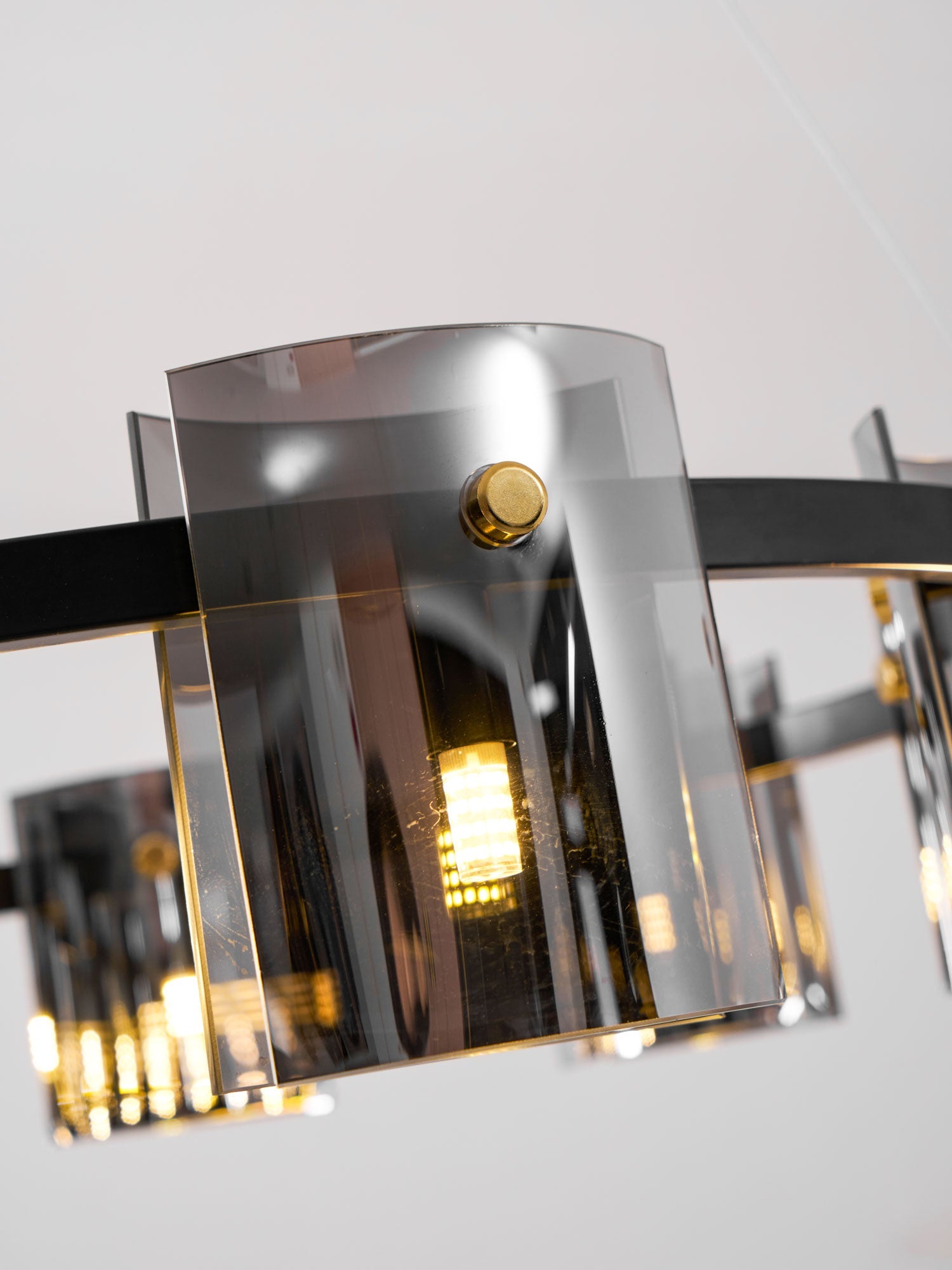 Smoked Glass Pendant Light — Modern Art Deco Ambiance