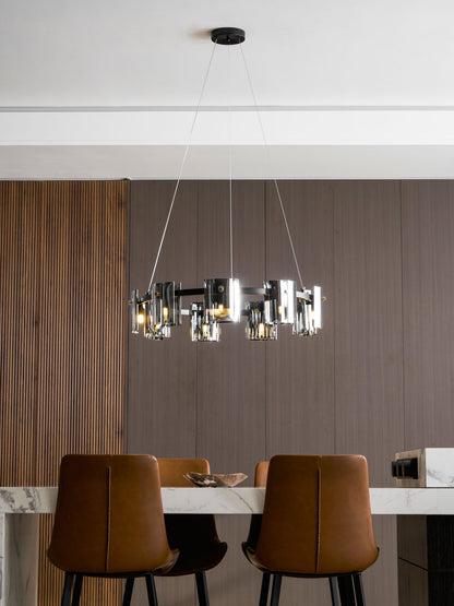 Smoked Glass Pendant Light — Modern Art Deco Ambiance