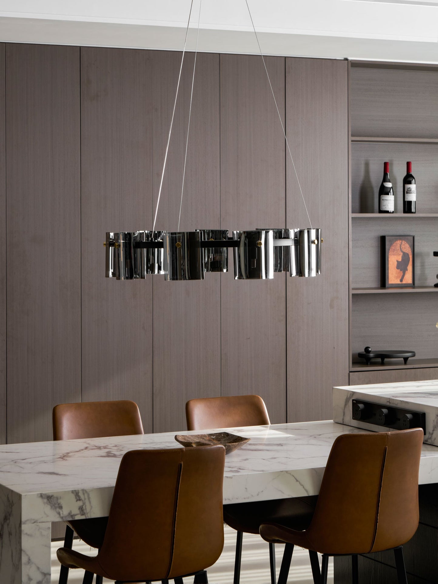 Smoked Glass Pendant Light — Modern Art Deco Ambiance