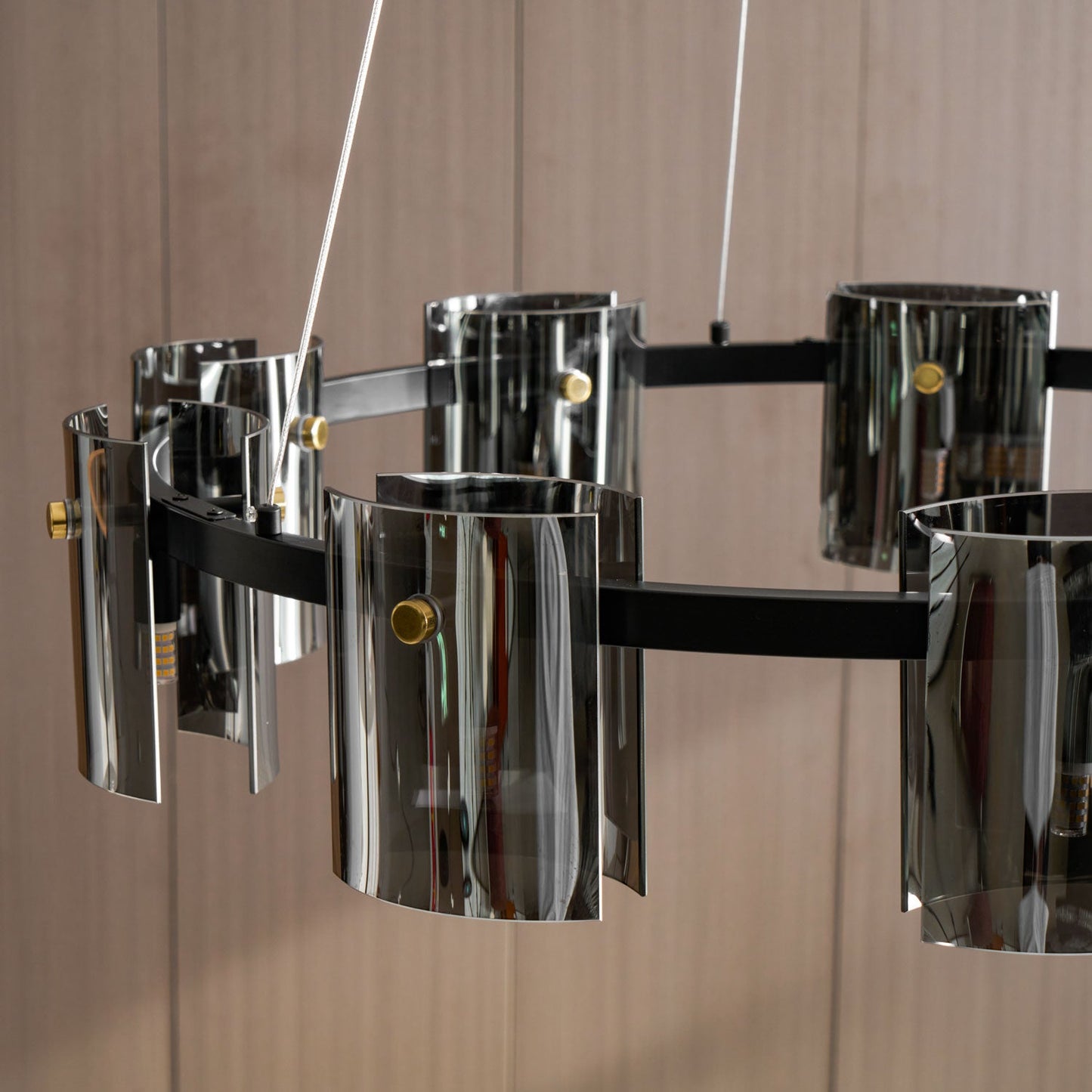 Smoked Glass Pendant Light — Modern Art Deco Ambiance