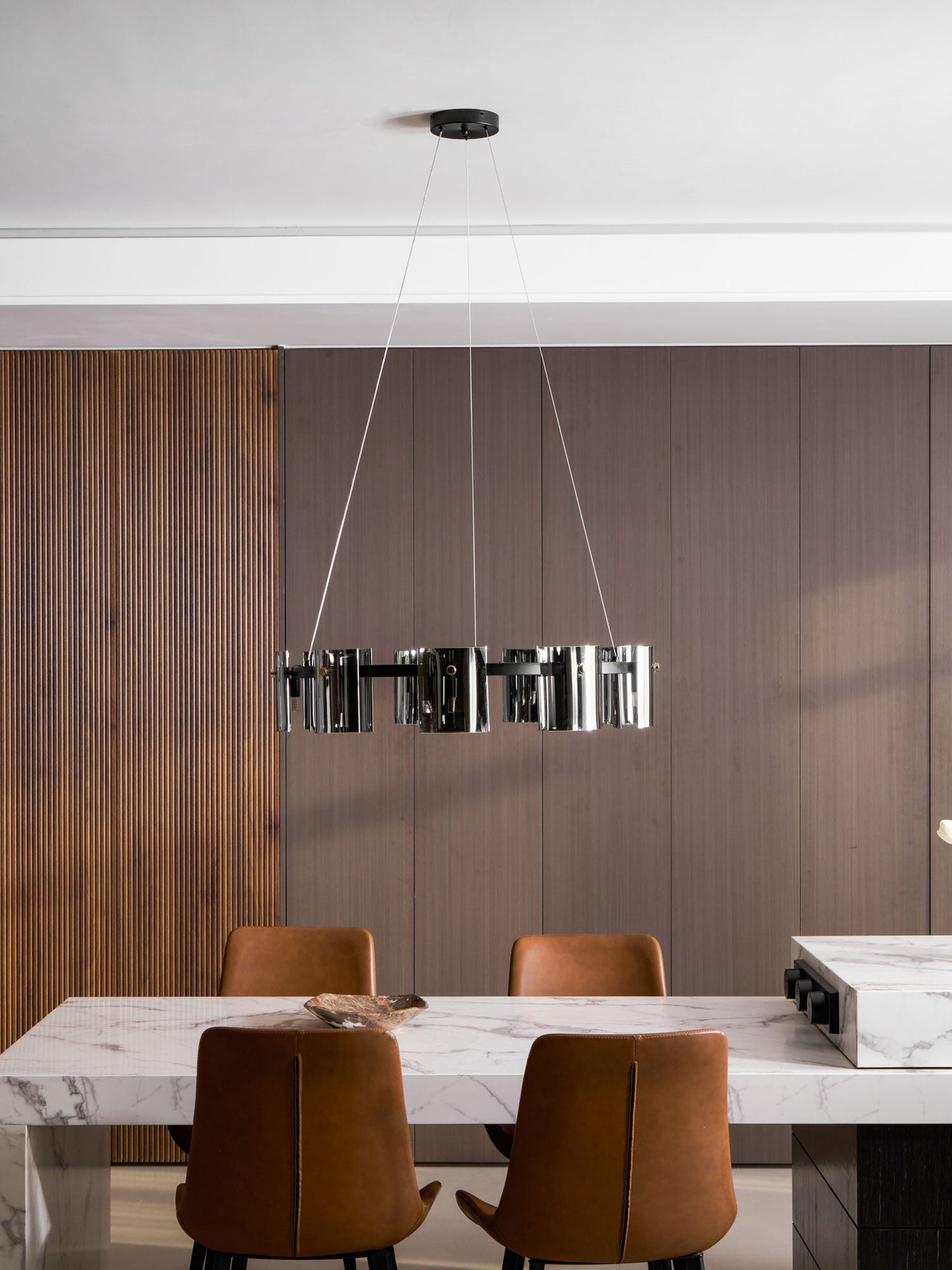 Smoked Glass Pendant Light — Modern Art Deco Ambiance