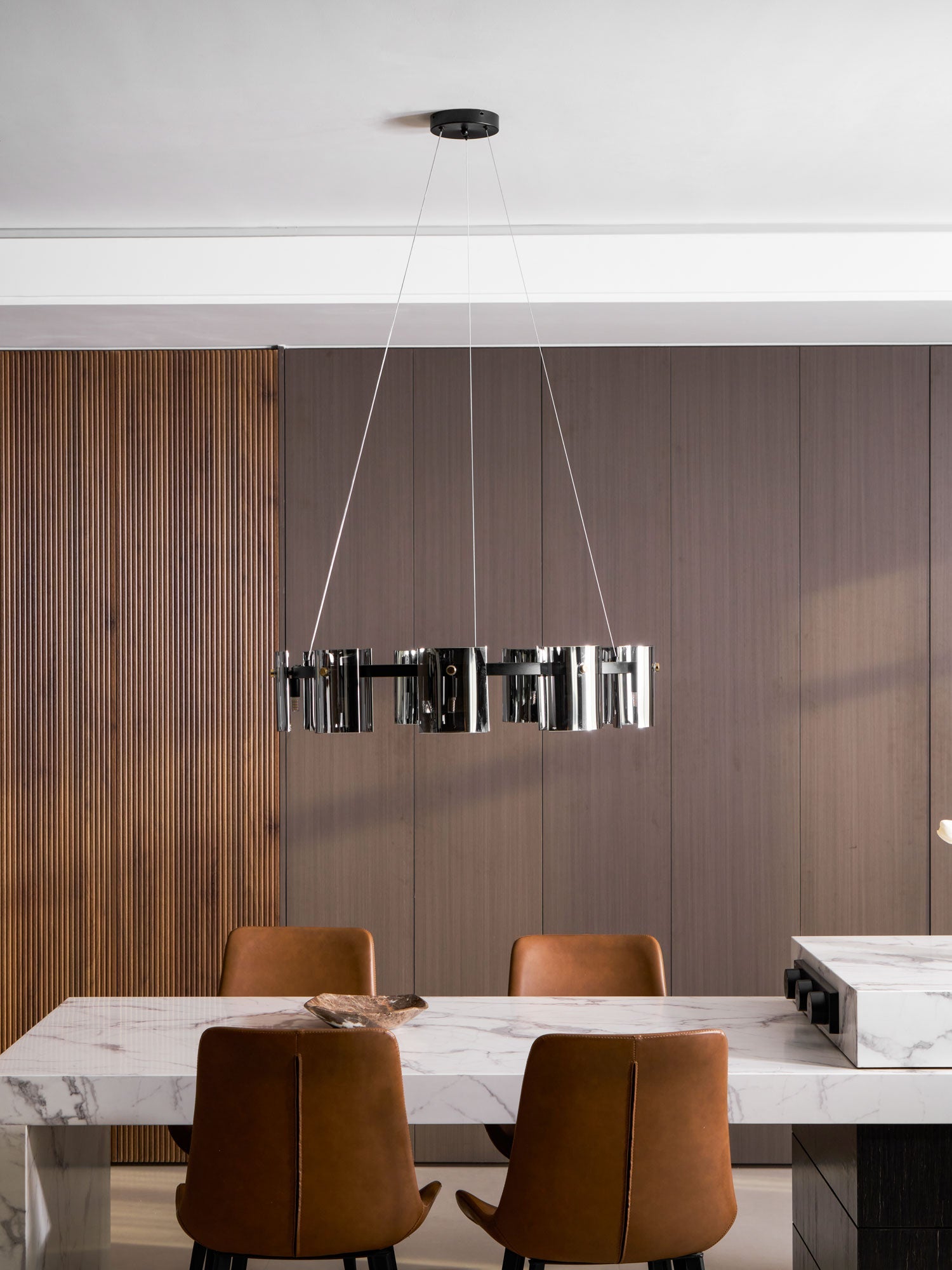 Smoked Glass Pendant Light — Modern Art Deco Ambiance