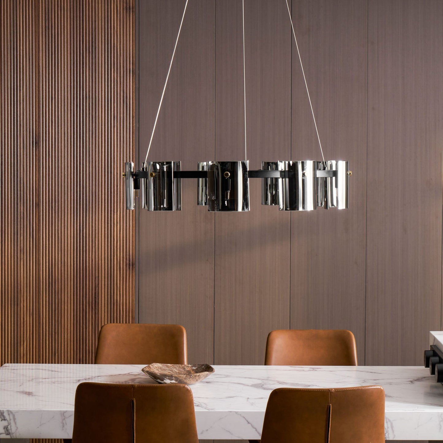 Smoked Glass Pendant Light — Modern Art Deco Ambiance