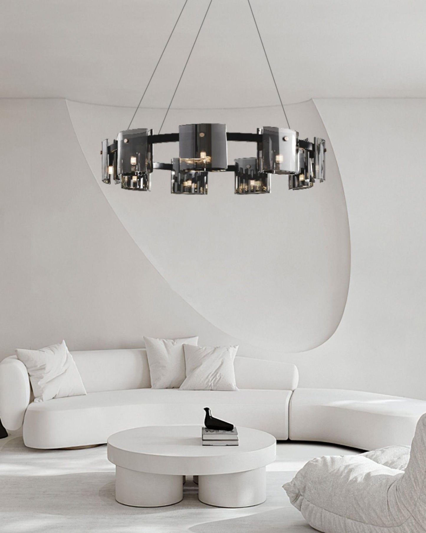 Smoked Glass Pendant Light — Modern Art Deco Ambiance