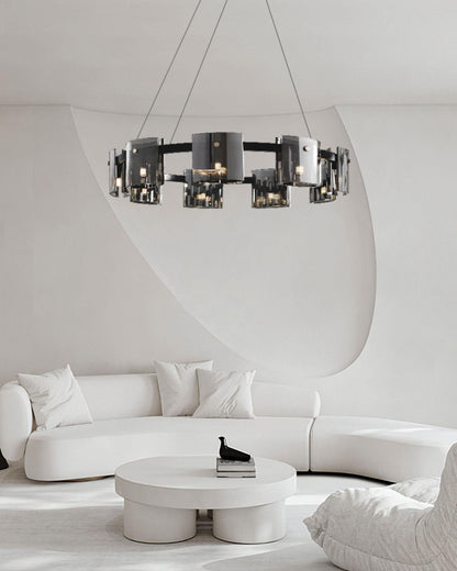 Smoked Glass Pendant Light — Modern Art Deco Ambiance