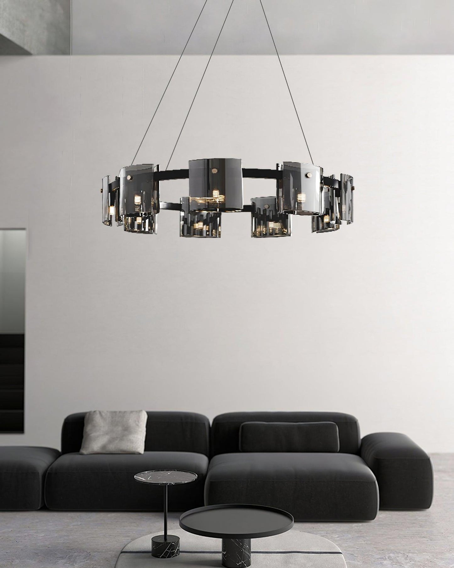Smoked Glass Pendant Light — Modern Art Deco Ambiance