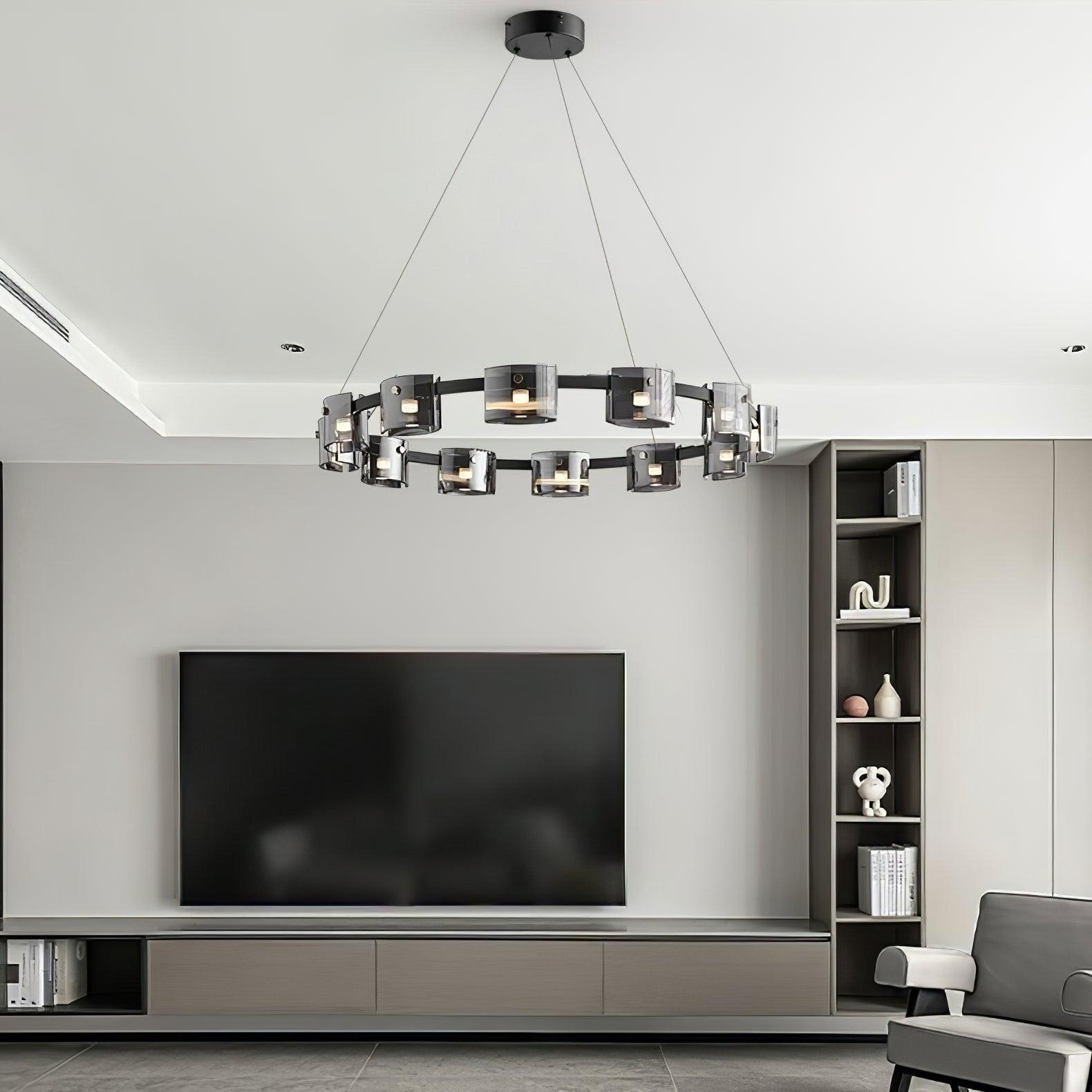 Smoked Glass Pendant Light — Modern Art Deco Ambiance
