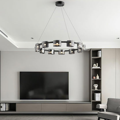 Smoked Glass Pendant Light — Modern Art Deco Ambiance
