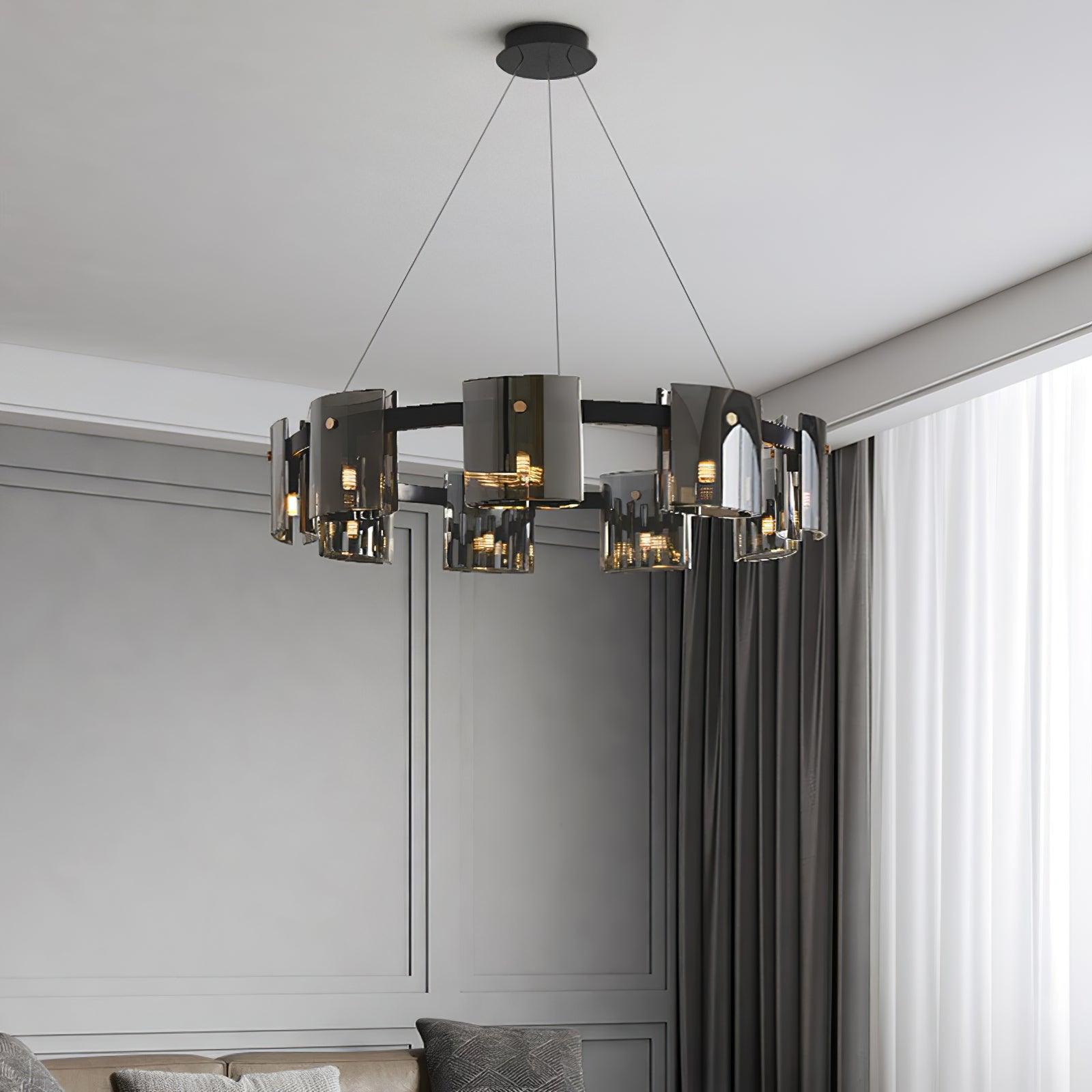 Smoked Glass Pendant Light — Modern Art Deco Ambiance