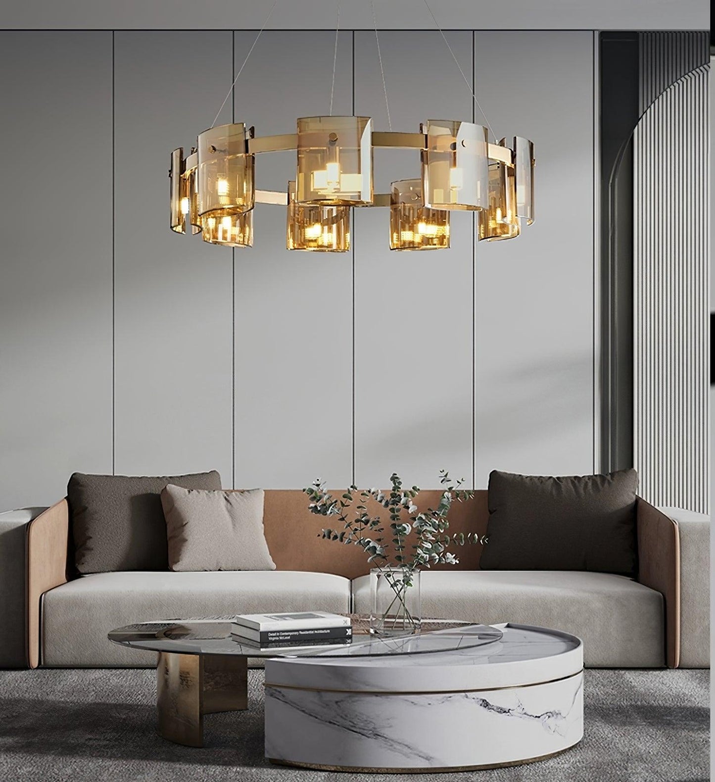 Smoked Glass Pendant Light — Modern Art Deco Ambiance - LumoTrot