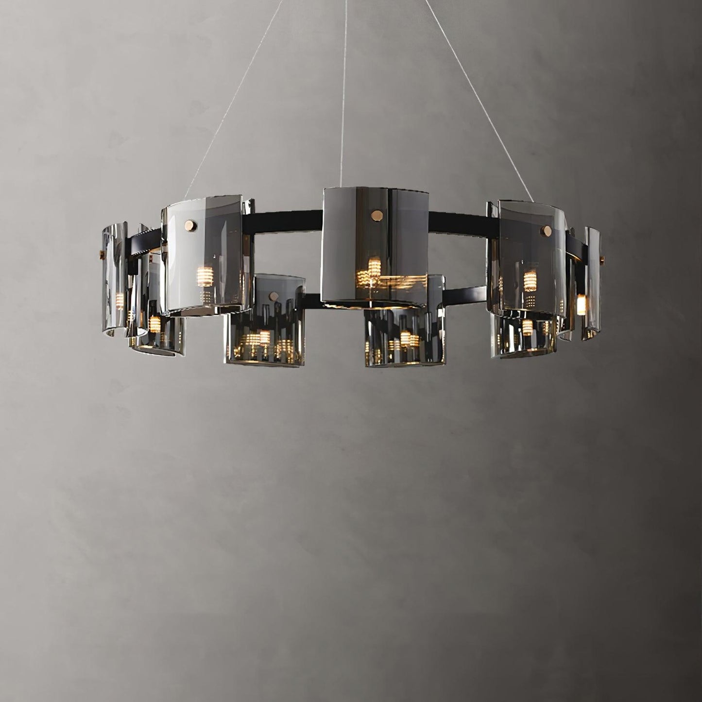 Smoked Glass Pendant Light — Modern Art Deco Ambiance