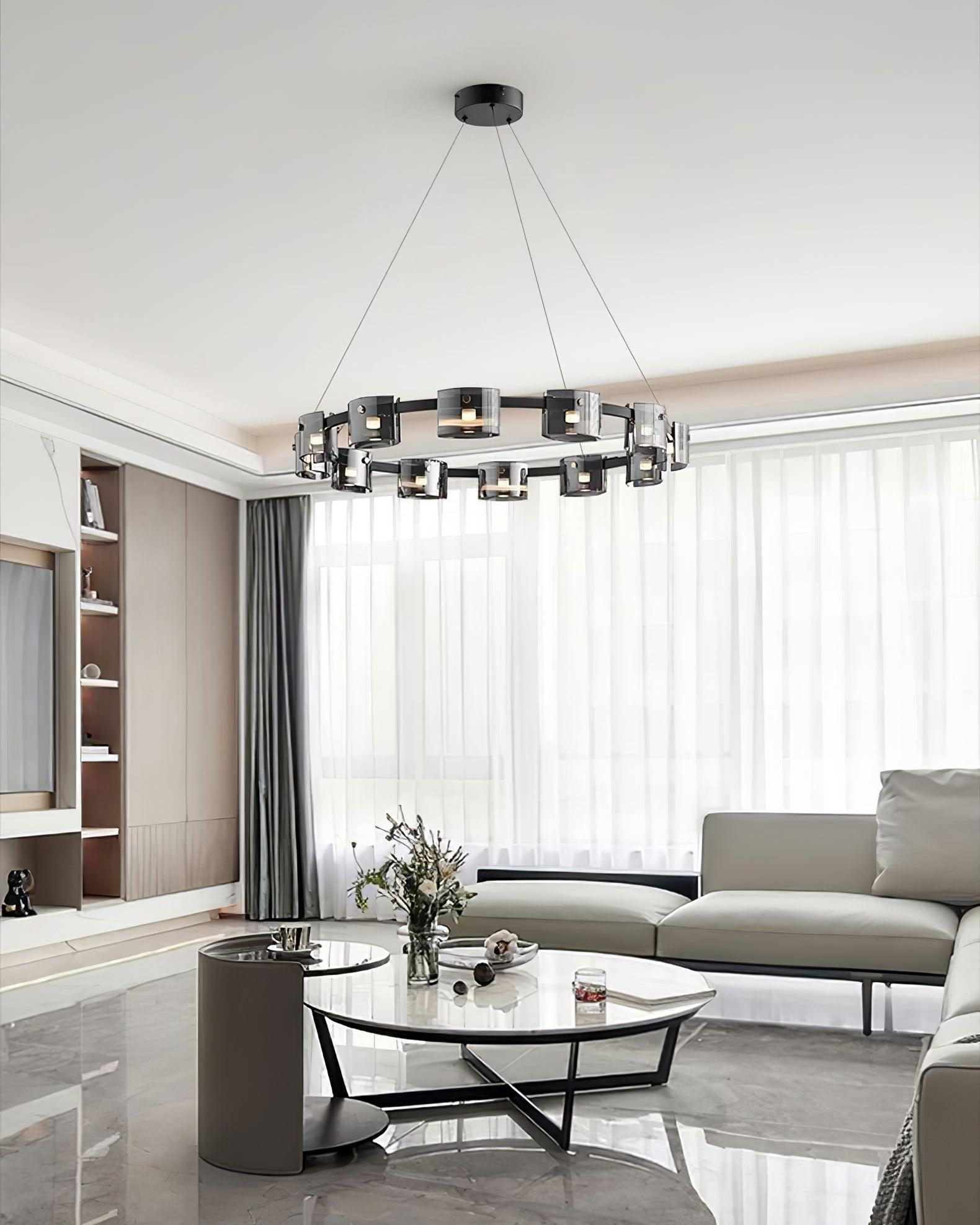 Smoked Glass Pendant Light — Modern Art Deco Ambiance - LumoTrot