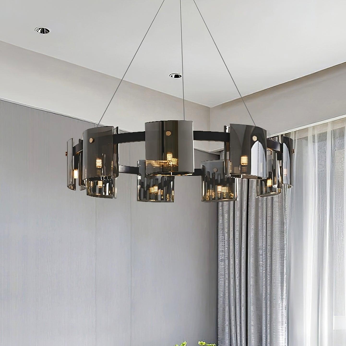 Smoked Glass Pendant Light — Modern Art Deco Ambiance - LumoTrot