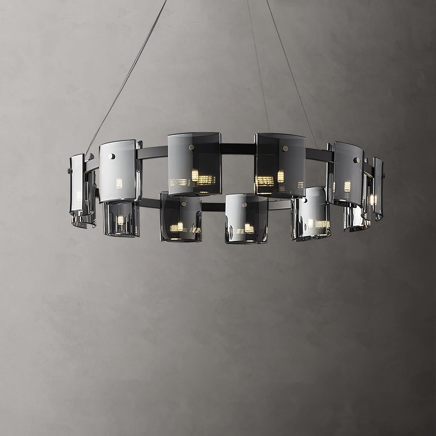 Smoked Glass Pendant Light — Modern Art Deco Ambiance