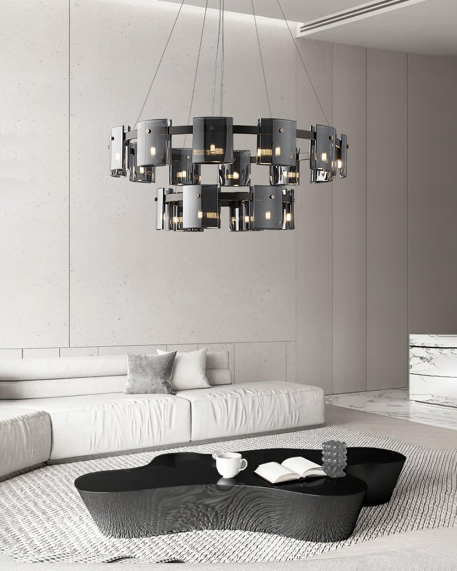 Smoked Glass Pendant Light — Modern Art Deco Ambiance - LumoTrot