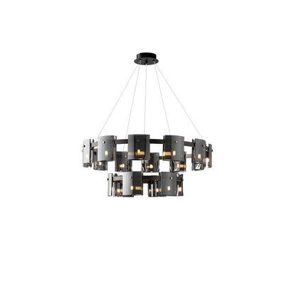 Smoked Glass Pendant Light — Modern Art Deco Ambiance