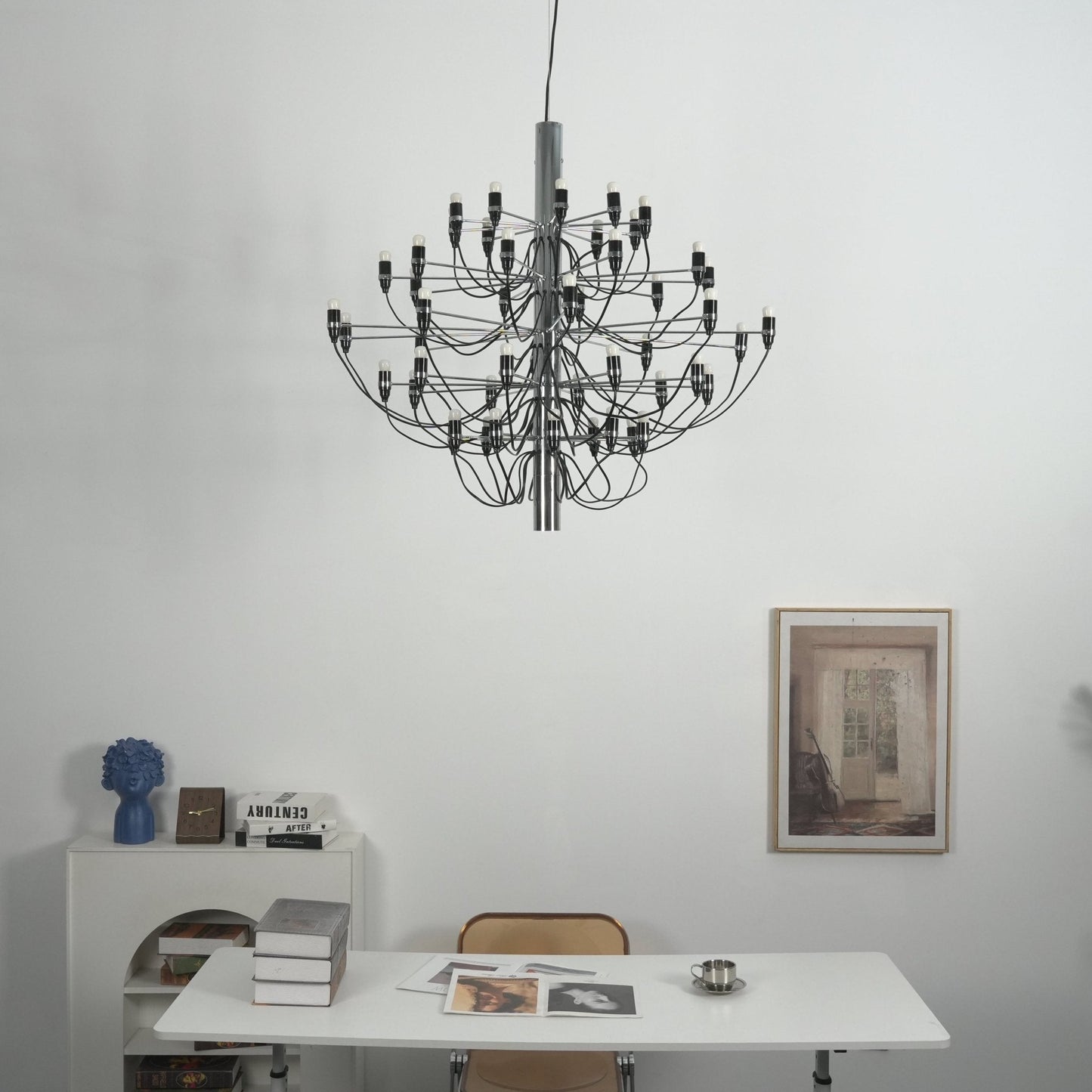 Matte Black Metal Chandelier — Modern Sculptural Statement