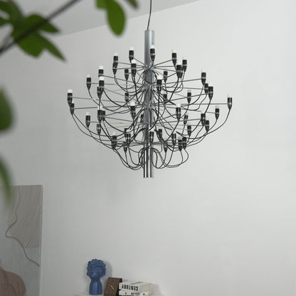 Matte Black Metal Chandelier — Modern Sculptural Statement