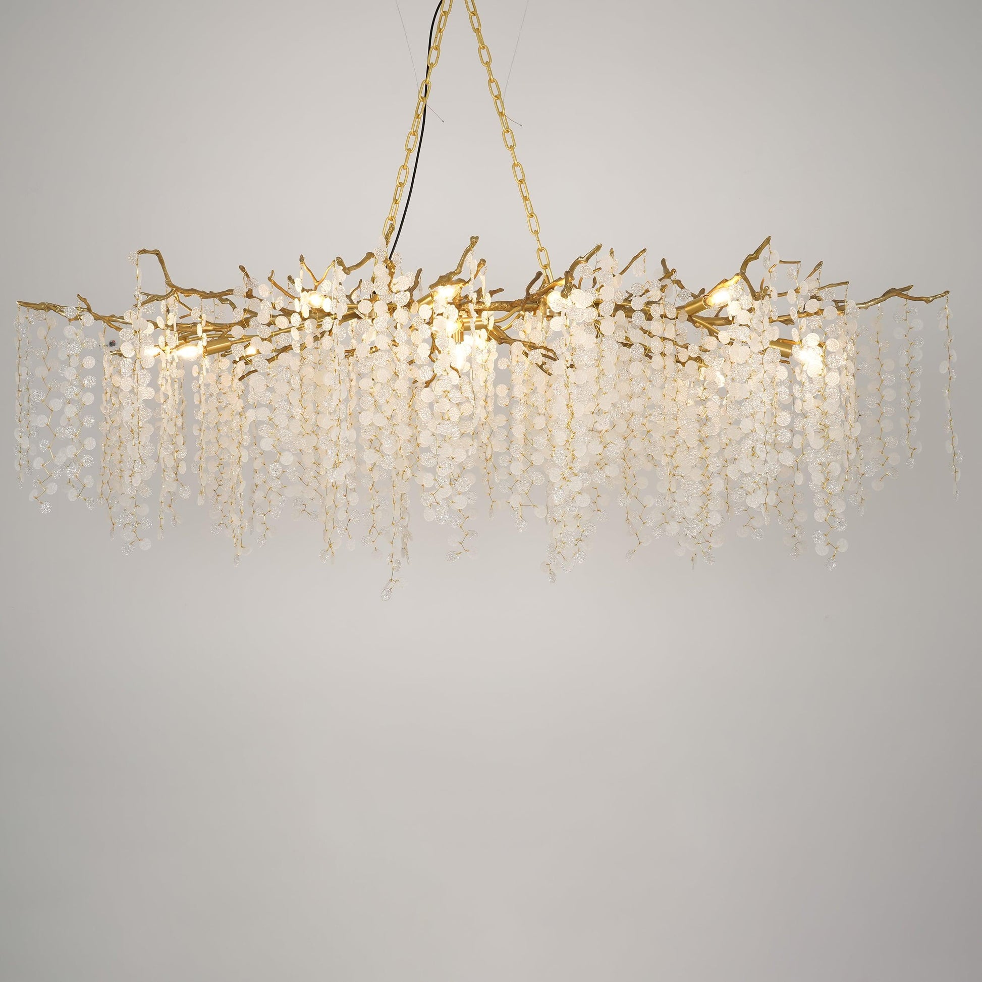 Brass Crystal Chandelier — Ethereal Forest Glow
