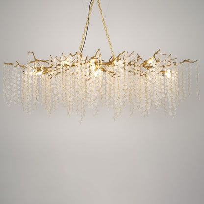 Brass Crystal Chandelier — Ethereal Forest Glow
