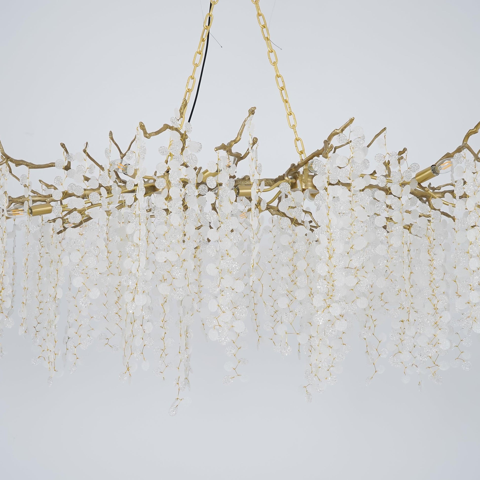 Brass Crystal Chandelier — Ethereal Forest Glow